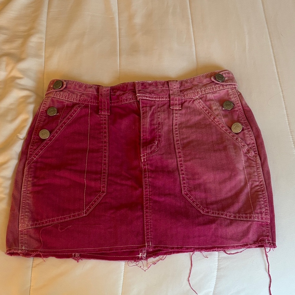 Urban Outfitters Pink Rose Kilt Jean Mini Skirt